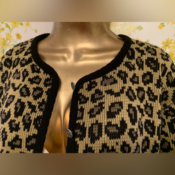 Vintage Tally Ho Leopard button up cardigan Size M - Picture 4 of 14
